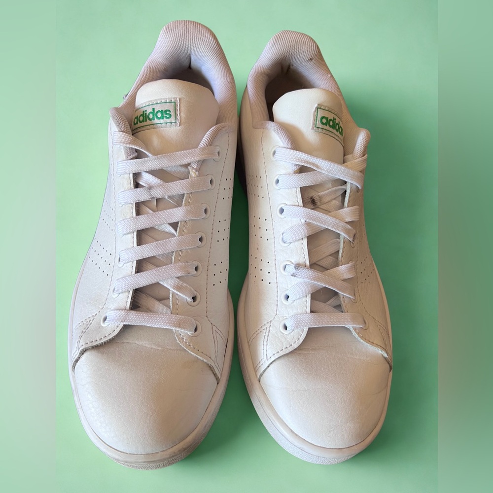 Adidas Advantage Base White and Green Sneakers